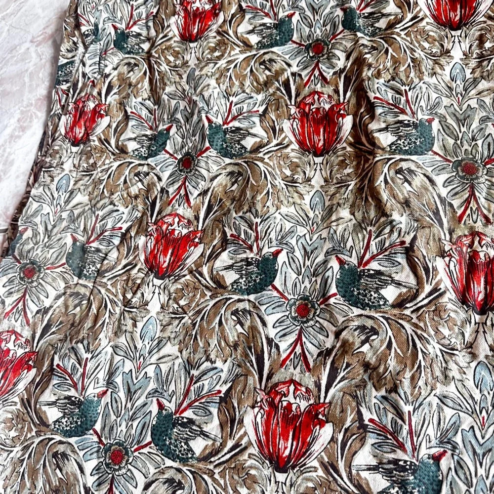 Southern Living at Dillards 100% Linen Tablecloth Bird Floral Print 60x120 Rect